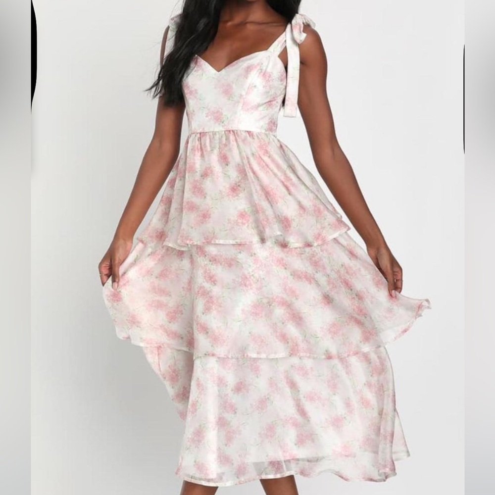 Lulu's Pink Floral High Low Dress